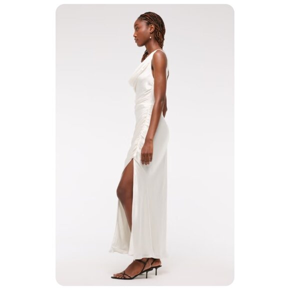 NWT Abercrombie & Fitch Pearl Cowl Neck Sleeveless Draped Maxi Dress sz Medium P - Picture 2 of 8